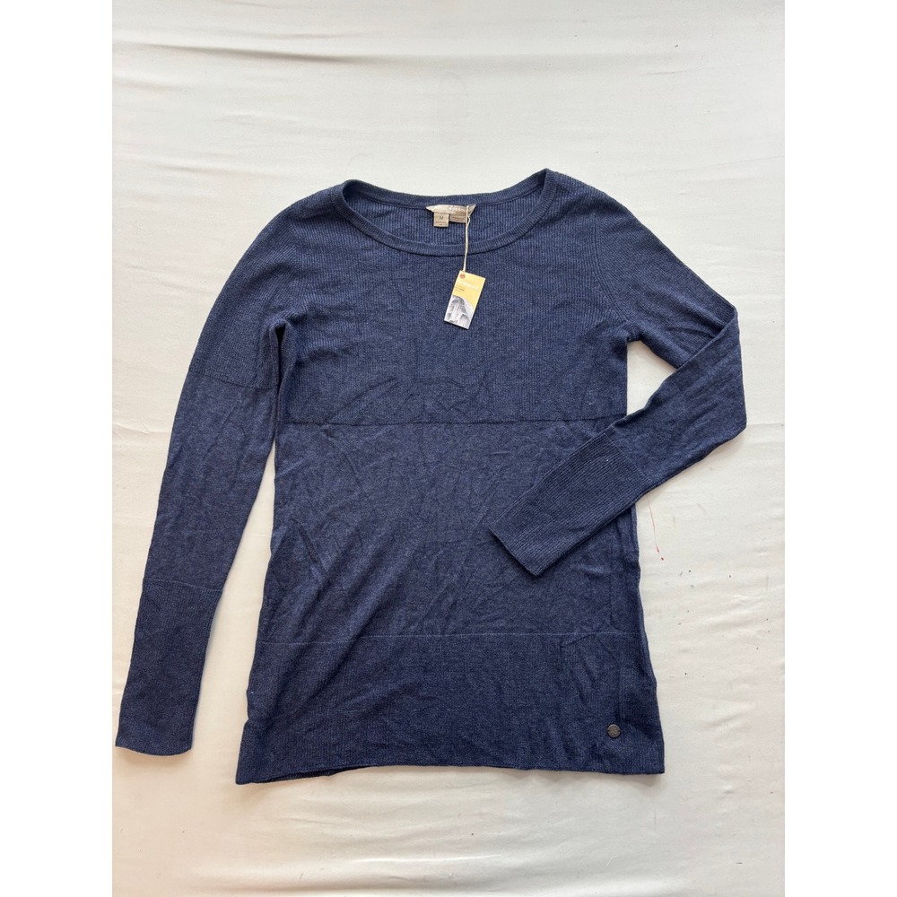 Royal Robbins Womens Navy Blue Ribbed Long Sleeve Sweater Crew Neck NWT Medium